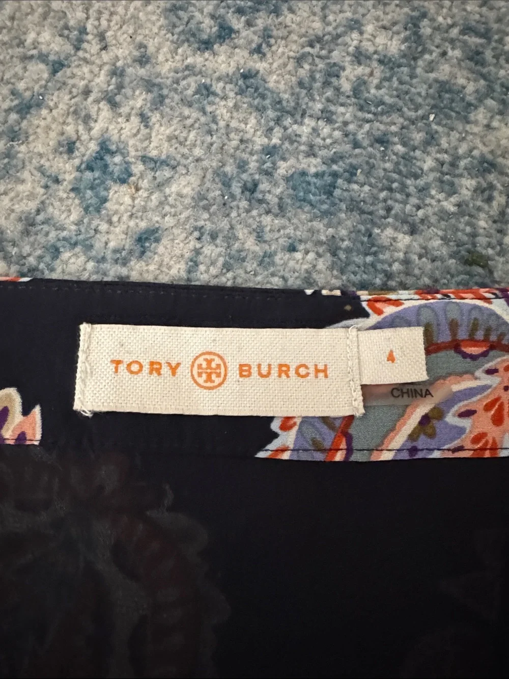 Tory Burch 100% Silk Paisley Border Print Skirt Size 4 NWOT